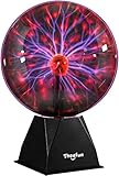 Theefun Sfera al Plasma da 8 Pollici Lampada al Plasma Magica Lampada Plasma Sensibile al Tocco e al Suono Luce Novità Luci Notturne per Decorazione/Bambini/Camera da Letto, Rosso