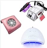 Bdit accessori Kit Ricostruzione Unghie Professionale UV Gel Lampada Unghie + Aspiratore Unghie Professionale + Fresa Unghie 20000 Giri