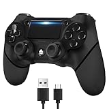 YUYIU Aggiornamento Wireless Controller per Ps4 Remote Plays-tation 4/Slim/Pro/PC, Controllori con Doppio Vibrazione Shock Speaker, Jack per Cuffie Touch Pad Six Axis Motion Control (Luminoso Nero)