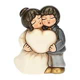 THUN, Bomboniera Matrimonio con Coppia di Sposini Uniti in un Abbraccio, Ceramica Decorata a Mano, Versione Piccola, Linea Bomboniere, 5.5x3.5x7 cm h