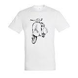 La Ruotante T-Shirt Maniche Corte Moto Large Frame Veloce Sprint sagoma Epoca Vintage - Bianco, S