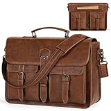 RAINSMORE Borsa Lavoro Uomo Pelle Tracolla Messenger Bag Borsa Porta Pc Portatile Computer Vintage per Laptop a Spalla per Insegnanti 15.6 Pollici Marrone