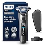 Philips Shaver Series 7000 - Rasoio elettrico da uomo, umido e asciutto, con tecnologia SkinIQ, rifinitore a scomparsa, base di ricarica, custodia da viaggio e spazzola di pulizia