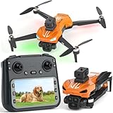 Drone GPS con Fotocamera 4K, Evitamento Ostacoli Automatico, Quadricottero Pieghévole, Obiettivo Regolabile 90°, 23 Min Autonomia con Schermo Remoto 4,5" per Principianti, Bambini e Adulti