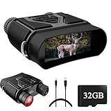 Binocolo Visione Notturna, 32 GB Scheda di Memoria Visore Notturno 3" TFT 8X Digitale Zoom 7-LIVELLI Infrarossi Vista 300M al 100% Buio per la Caccia Osservazione Uccelli e Campeggio