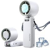 Joytential Ventilatore Turbo Portatile, Sensazione di Ghiaccio Ventilatore Ricaricabile Tramite USB, 1-100 Regolabili Velocità, Ventilatore Pieghevole per Esterni, Viaggi, Campeggio (Bianco)