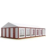 Tendone per feste 6x12 m PVC rosso-bianco 100% impermeabile Gazebo da giardino Tendone da esterno Tenda party