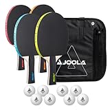 JOOLA Set Neon da ping pong con 4 racchette NEON, 8 palline e borsa per il trasporto