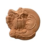 Bassorilievo in Terracotta “La Notte” con Gufo e Luna – Decorazione da Parete Artigianale Italiana – Scultura per Interni ed Esterni – Fatta a Mano