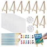 34 Pezzi Mini set di Tela per Dipingere da 9 * 16 cm Facile da Colorare su 15 * 15 cm Tele per Dipingere Mini Cavalletto Pittura Pieghevole per Pittura DIY Decorazione Natale Regali Festa Battesimo