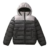 Piumino Invernale Bambino con Cappuccio Cappotto Spessa Tinta Unita Giubbotto Impermeabile da Bambini Cotone Cappottos Antivento Imbottito Zip Up Caldo Giacca Maniche Lunghe per 7-14 Anni