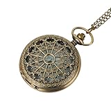 Tomedeks Orologio da Tasca a Quarzo Hollow Collana in Lega Orologio Vintage Orologi Quarzo Colore Bronzo,Orologio da Taschino con Catena,Orologio da Tasca con Scatola Regalo