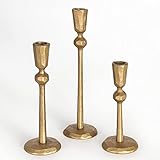 Portacandele in ottone anticato conico – Set di 3 portacandele decorativi, portacandele per matrimoni, cene, feste