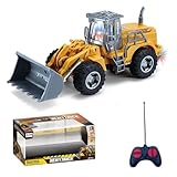 LioMaxi 1:32 veicoli da cantiere telecomandato giocattolo,con luci lampeggianti,completamente funzionante Telecomando,Trattore Ruspa Giocattoli per bambini,per Regali Per Bambini (Bulldozer)
