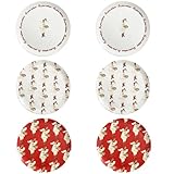 PALUPLUS Set 6 Piatti Pizza Rotondi in Melamina, Diametro 33 cm e Altezza 1,5 cm, Piatto con 3 Decorazioni, Infrangibili e Riutilizzabili, Fantasia Pulcinella -3757C