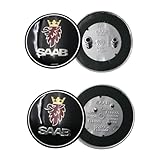 Set di 2 distintivi rotondi in plastica Grifone adatti per Saab 93 9-3 95 9-5 2003-2010 auto cofano anteriore e bagagliaio posteriore emblema adesivo 12844161 1278587 (nero)