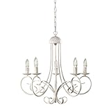 ONLI Pompei - Lampadario 5 luci, stile classico ed elegante. Struttura in metallo. Bianco