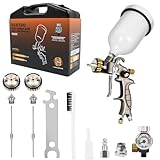 BEETRO Pistola a Spruzzo ad Aria Compressa HVLP, Capacità 600ml 14,5CFM 30-43psi Ugelli da 1,4mm/1,8mm (1,4+1,8 mm, 600 ml con valigetta)