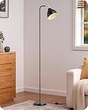 EDISHINE Lampada da Terra Industriale, Lampada Vintage con paralume in metallo, testa regolabile, portalampada E27, Lampada da Lettura per Soggiorno e Ufficio, con Lampadina LED inclusa, nero