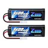Zeee 7,2V 3600mAh RC NiMH batteria con TAMIYA plug per HPI losi kyosho Tamiya camioncino (2 Batteria)