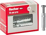 Fischer Tasselli in Acciaio TA M6 con Vite Testa Esagonale, Diametro Tassello 10 mm, per Cemento Armato, Calcestruzzo e Murature Piene, 8 Pz Bulloni di Espansione, 71252