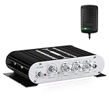 Amplificatore audio HiFi, amplificatore stereo 2.1 CH, RMS 20 Wx2+40 W ST-838 con uscita subwoofer, classe D mini amplificatore digitale con AUX per casa, altoparlante auto, nero (con adattatore di