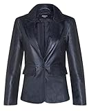 Infinity Leather Giacca Classica da Donna Nero in Vera Pelle con un Bottone