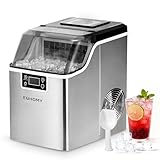 EUHOMY Macchina del Ghiaccio Casa: 24 Cubetti in 13 Minuti, 20,5KG/24H Macchina per il Ghiaccio Autopulente, 3,2L con Paletta/Cestello, per Cucina/Ufficio, Acciaio Inossidabile