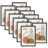 Ditwis 12 Pezzi di Cornice A4, Cornice Nera per 21x29,7 cm Certificati, Foto, Disegni dei bambini e Documenti, Portafoto adatta per Soggiorno, Camera da Letto e Ufficio