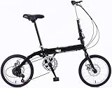 WJYCGFKJ 14/16/20 inch Folding Bike for Adults, Many Speed Folding Bicycle Women Men Teens Easy Folding City Bicycle Lightweight Aluminium Frame Foldable Bike,Dual Brakes, Shock Absorbers