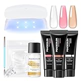 PEACECOLOR Set Unghie Gel Ricostruzione 16ml, 3 Colori Gel Ricostruzione Unghie Poly Unghia Gel con UV/LED Lampada + Slip Solution, Kit Ricostruzione Unghie per Principianti al Fai Da Te a Casa