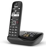 Gigaset AS690A - Telefono Portatile con Segreteria - Grande Display grafico Illuminato - Ottima Qualità audio - Vivavoce, Nero [Versione Italiana]