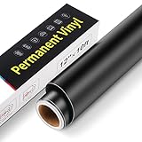 Vinile Adesivo Permanente con Supporto - 30,5x305cm Rotolo di Vinile Permanente, Vinile Permanente Impermeabile per Cricut, Silhouette Cameo, Altri Plotter da Taglio (Nero Opaco)