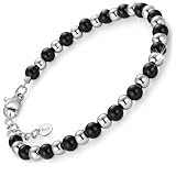 SAGA GIOIELLI BRACCIALE UOMO DONNA SFERE 4 MM LUNGHEZZA 18 + 3 CM ACCIAIO