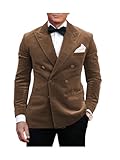 Blazer da uomo in velluto, tinta unita, con due bottoni, giacca da smoking, per ballo scolastico, giacca per matrimoni, cene e feste, Caff, 62