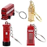 Garneck 4 portachiavi delicato portachiavi con autobus britannico Big Ben autobus londinese borsa gadget britannico