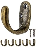 Fuxxer 5 ganci antichi, ganci per guardaroba, in ottone bronzo, ovale, set da 5 pezzi