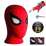 Maschera Carnevale, Spider Maschera con Guanti Launcher, Maschera per Bambino Adulto, Unisex Maschera per Halloween, Spider Launcher Glove per Carnevale Halloween Mascherata Cosplay Costume Puntelli