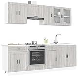 Brokky 3314847 Set Mobili da Cucina 8 pz Kalmar Grigio Sonoma in Truciolato Cucina componibile