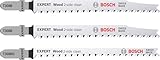 Bosch Professional 3x Set di Lame per Seghetto Alternativo Expert ‘Wood 2-side clean’ per Compensato, Pannello per mobili in Legno Massiccio, Lunghezza 117 mm, Accessorio Seghetto Alternativo