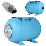 Serbatoio a Pressione 24L - per Impianti Idrici e Sistemi Autoclave - con Membrana EPDM - Vaso di Espansione - per Pompa Domestica Pompa per Pozzo - Attacco da 1" - Acciaio - Orizzontale 24 Litri