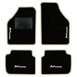 QUEMAR Tappetini Auto compatibili con Lancia Musa 2004-2012 / Kit Tappeti in Moquette e Gomma su Misura (Set 2 Anteriori + 2 Posteriori) / Ricami e Colori Personalizzati (4 Ricami, Bordo Beige)