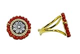 sicilia bedda - Set Corallo Rosso del Mediterraneo e Cammeo - Argento 925 placato oro 18 kt - Prodotto Artigianale - IDEA REGALO (Anello)