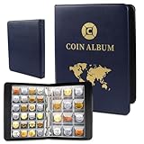 Album Monete da Collezione 420 Tasche,Libro Porta Monete da Collezione 3.5 * 3.5 cm/4.5 * 4.5 cm,Raccoglitore Monete Collezione 2 Euro,25x19 cm Libro Raccolta Monete 20 Pagine di Inserti Trasparenti