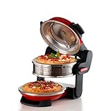 Ariete 927 Pizzeria Ariete, Forno pizza doppio, 2300 W, 2 pietre refrattarie, 2 pizze in 4 minuti, 2 termostati, Diametro 32 cm, 5 livelli di cottura, 2 pale in acciaio inox, Rosso