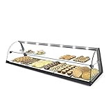 MBH - Vetrina espositiva neutra professionale Snack 120 cm 2 ripiani vetri curvi. Espositore neutro da banco porta brioches per bar e pasticceria.