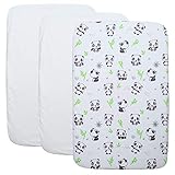 CangooCare© Set 2 Lenzuola Per Culla, 1 Coprimaterasso Salvapipi Impermeabile, 100% Cotone, Compatibile Next2me, Lullago, Cam Cullami, Brevi Nanna Oh, Dimensioni 50x83, Panda