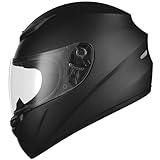 Favoto Casco moto integrale per Adulti Approvato ECE Caschi Traspiranti Protezione di Sicurezza M (57-58cm) Nero