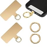 COYUN 2 Pezzi Toppa per Cordino Telefono con Anello a Molla in Metallo Universale Metallo Patch Toppa,Toppe di Ricambio per Cordino per Telefono in Acciaio Inox(oro)