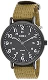 Timex Weekender XL 43 mm da Uomo con Cassa Nera e Cinturino in Tessuto Verde Oliva TW2U68200